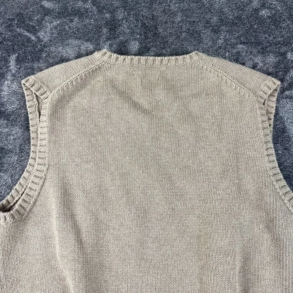 Vtg Polo Ralph Lauren Brown Knitted V-Neck Sweater Vest Men's L Pony Golf Cotton